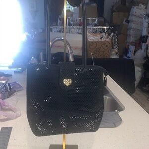 Romu Black Designer Handbag with Heart Detail NWOT